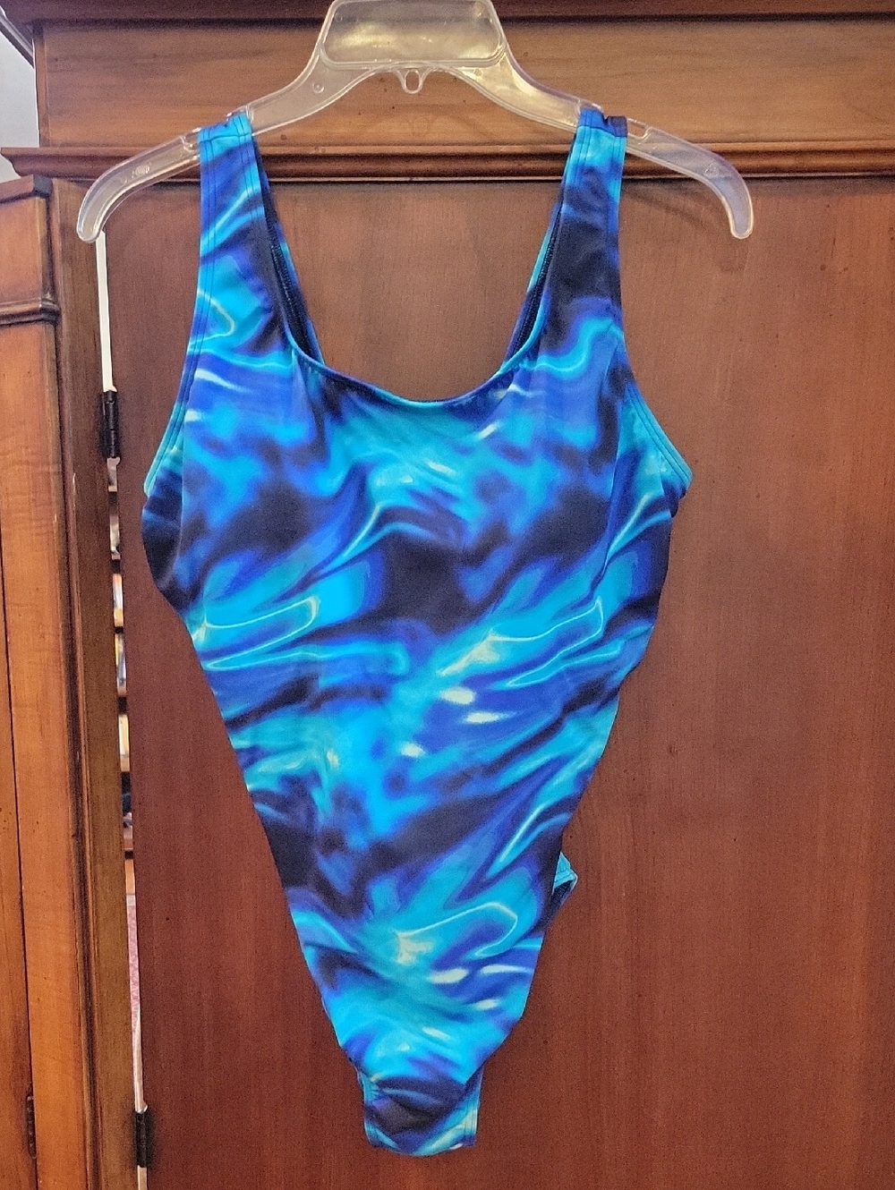 Lands' End | High Leg Sporty Navy Swirl One-Piece Swimsuit - Women's Size 16W